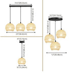 Rattan Weaving Beige Globe 1/3 Light Pendant Light BulbSquare