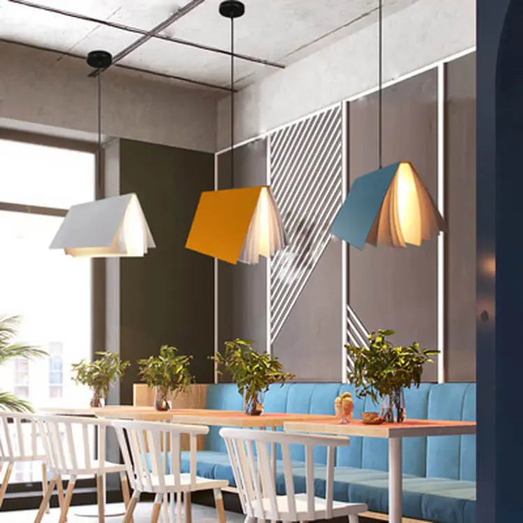 Flying Book 1-light Metal Pvc Book Shade Pendant Light Lumendat