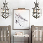 Vintage Wrought Iron Lantern Cage 3-light Chandelier BulbSquare