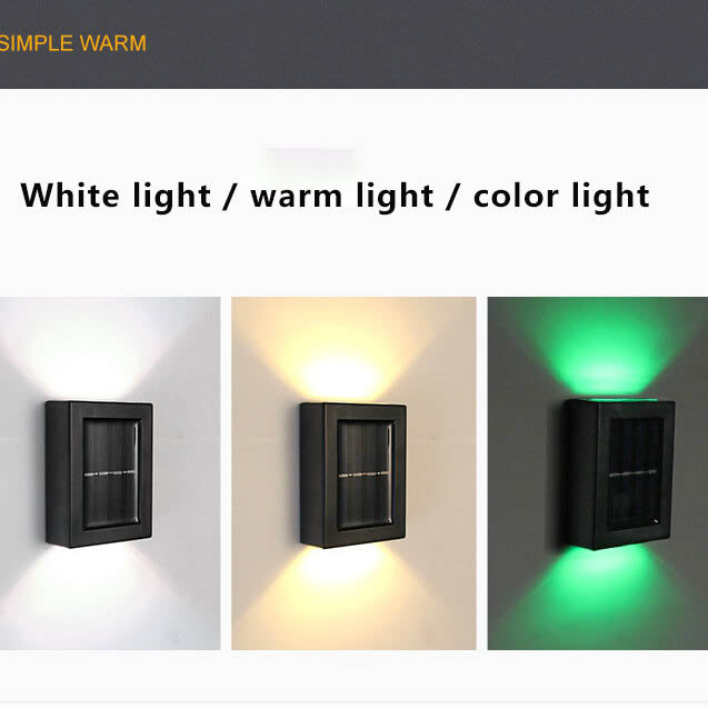 Solar Square Up and Down Lighted LED Outdoor Waterproof Garden Wall Sconce Lamp Lumendat