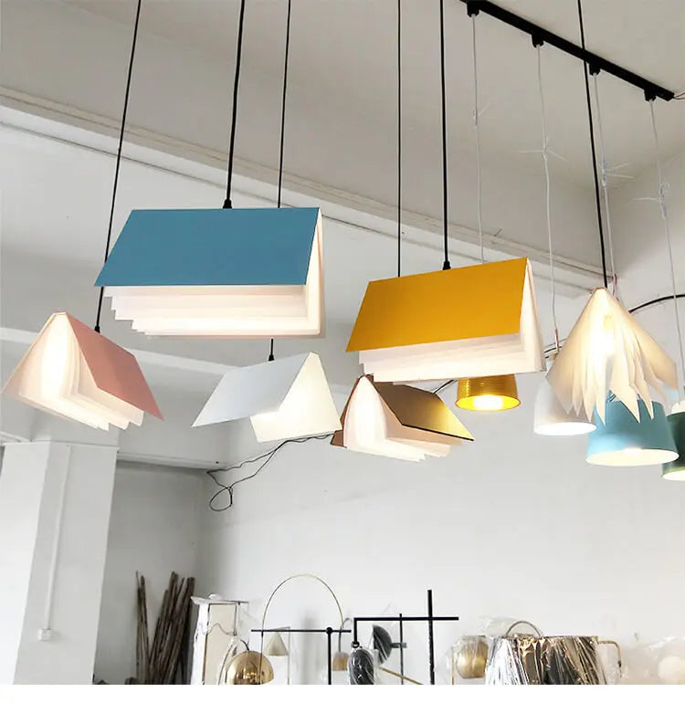 Flying Book 1-light Metal Pvc Book Shade Pendant Light Lumendat