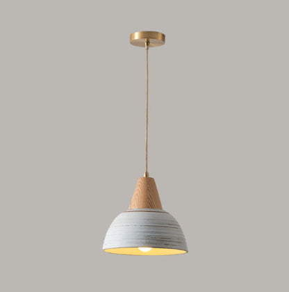 Nordic Japanese Walnut Ceramic Dome 1-Light Pendant Light