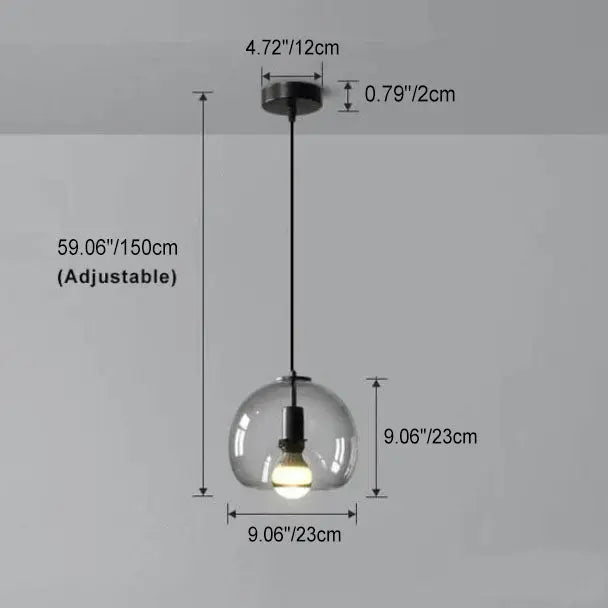 Minimalist Smoke Gray 1-light Hand-blown Glass Dome Pendant Light Lumendat