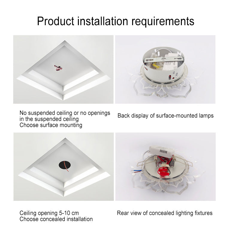 Modern Crystal Flower Shape LED Flush Mount Ceiling Light BulbSquare
