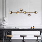Modern Minimalist Long Glass Round Globe Island Light 6-light Chandelier BulbSquare