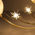 Contemporary Creative Starry Sky Moon Iron Glass 13-light Semi-flush Mount Ceiling Light for Bedroom