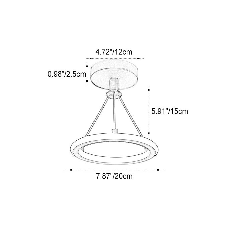 Modern Simplicity Aluminum Circle Strip LED Semi-Flush Mount Ceiling Light For Hallway Lumendat