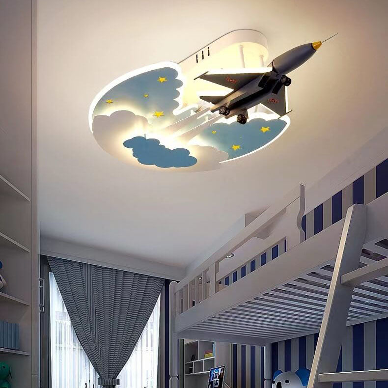 Lumendat Creative Kids Cartoon Aircraft Dimmable Acrylic LED Flush Mount Ceiling Light Lumendat