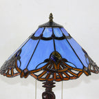 Tiffany Mediterranean Stained Glass Cone Pull Cord 2-Light Table Lamp Lumendat