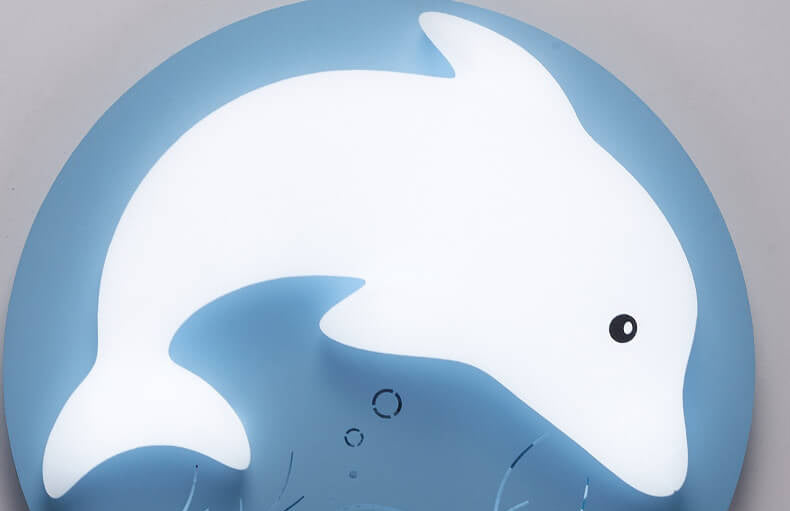 Lumendat Cartoon Cute Dolphin Blue Disc LED Flush Mount Ceiling Light Lumendat