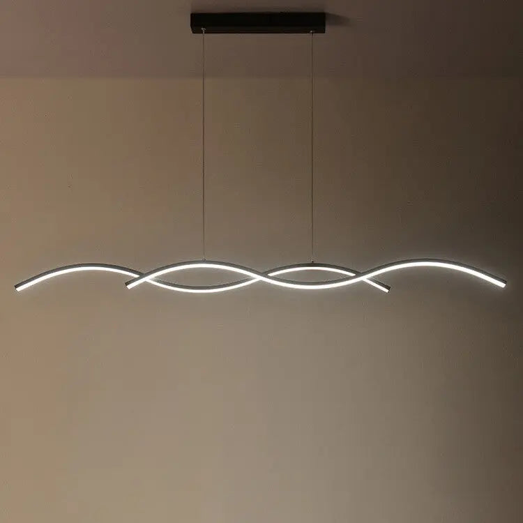 Nordic Minimalist Long Strip Wave Design Island Light LED Chandelier Lumendat