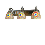 Tiffany Mediterranean Horn Stained Glass 3-Light Bathroom Vanity Mirror Front Wall Sconce Lamp Lumendat