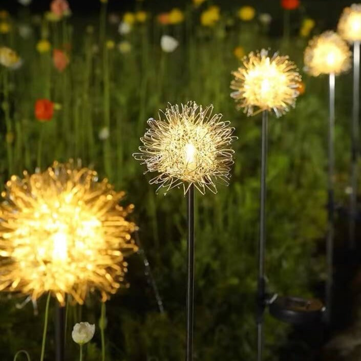 Solar Dandelion Aluminum Wire Globe Light LED Outdoor Waterproof Luminous Garden Insert Ground Landscape Light Lumendat