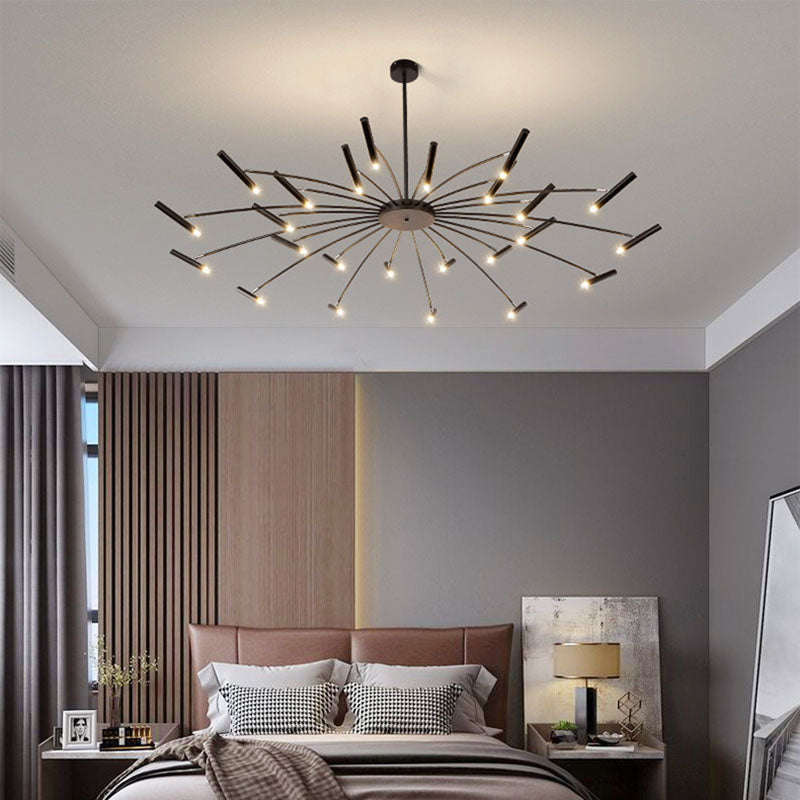 Contemporary Scandinavian Round Radioactive Iron Aluminum 12/24 Light Chandelier for Living Room