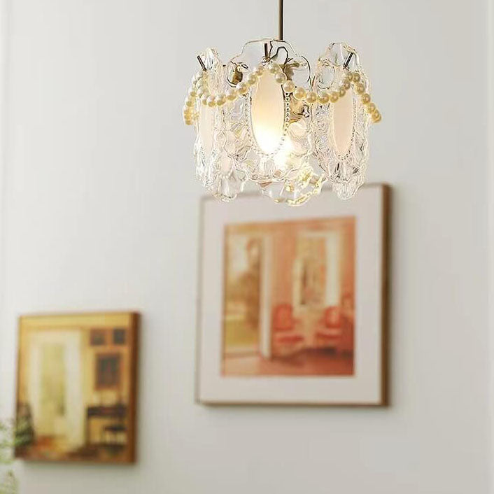 French Light Luxury Hardware Glass 1-Light Pendant Light