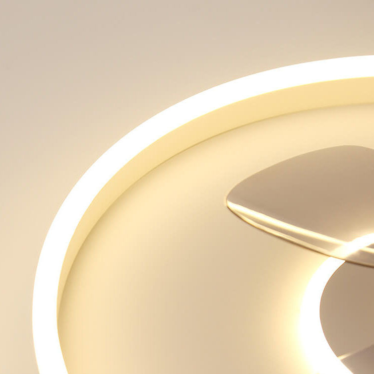Contemporary Nordic Round Iron Silicone Aluminum Invisible LED Flush Mount Ceiling Fan Light For Living Room & Bedroom Lumendat