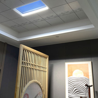Modern Minimalist Smart Blue Sky Metal LED Flush Mount Ceiling Light for Living Room