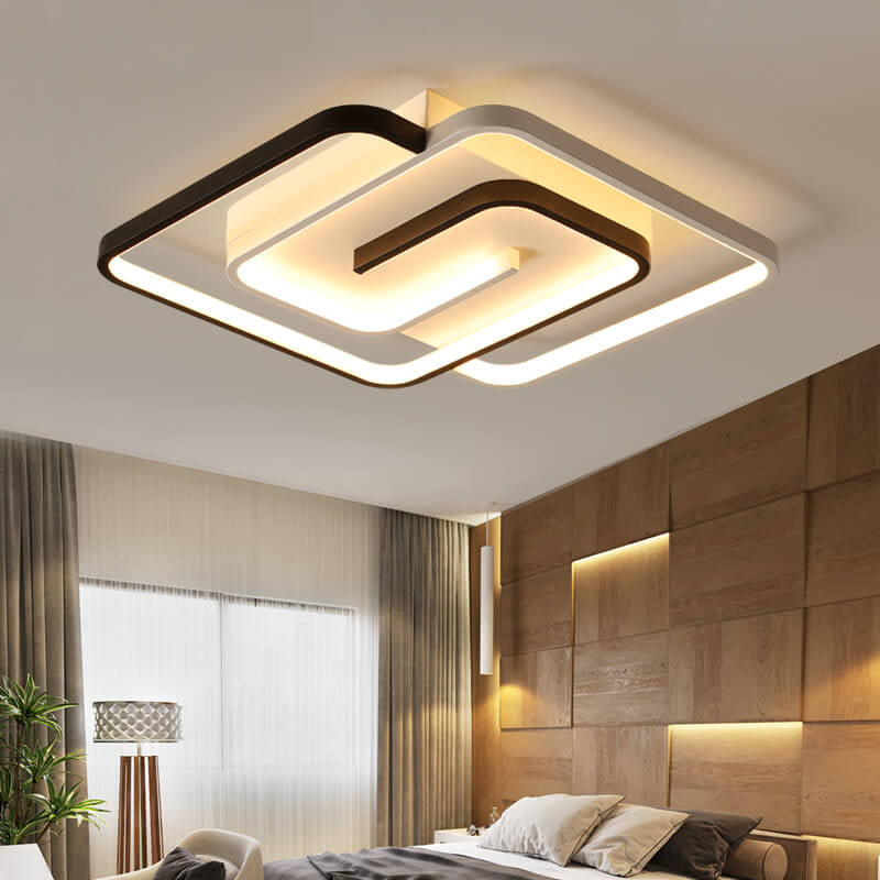 Modern Creative Square Ring Aluminum LED Semi-Flush Mount Ceiling Light Lumendat