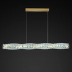 Modern Simplicity Stainless Steel Crystal Strip LED Island Light Pendant Light for Dining Room BulbSquare