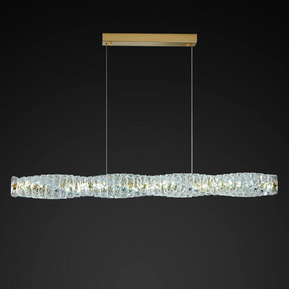Modern Simplicity Stainless Steel Crystal Strip LED Island Light Pendant Light for Dining Room