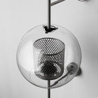 Contemporary Industrial Iron Finish Frame Spherical Glass Shade 1-Light Wall Sconce Lamp For Bedroom Lumendat