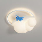 Lumendat Modern Kids Cloudy Airplane Iron Resin Rotomolded LED Flush Mount Ceiling Light Lumendat