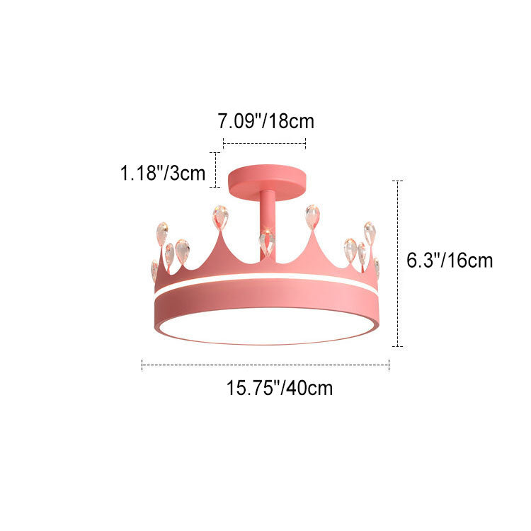 Cartoon Creative Crown LED Kids Semi-flush Mount Ceiling Light