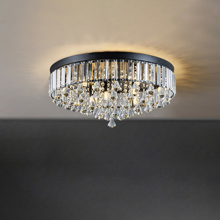 Modern Luxury Round Iron Crystal Beads 6/9-Light Flush Mount Ceiling Light For Living Room Lumendat