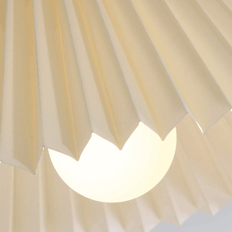 Japanese Simple Log Pleated Umbrella Cone 1-light Semi-flush Mount Ceiling Light