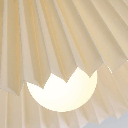 Japanese Simple Log Pleated Umbrella Cone 1-light Semi-flush Mount Ceiling Light