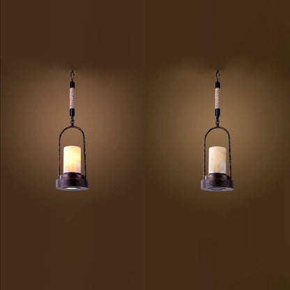 Vintage Industrial Candle 1-light Hemp Wire LED Pendant Light