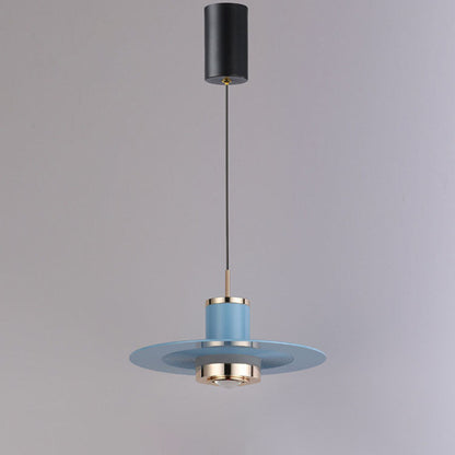 Modern Minimalist Cylinder Flying Saucer Metal LED Pendant Light for Living Room
