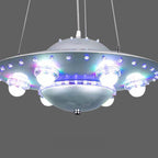 Lumendat Contemporary Creative Kids Spaceship Iron Glass LED Chandelier For Bedroom Lumendat