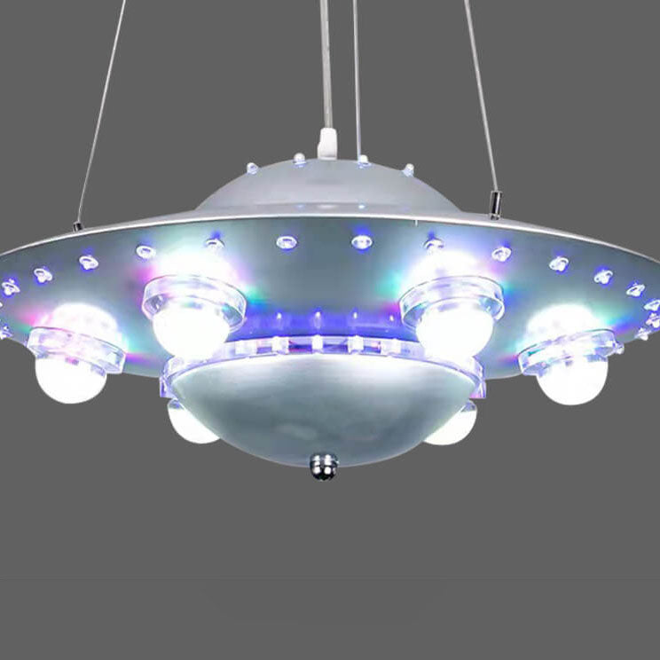 Lumendat Contemporary Creative Kids Spaceship Iron Glass LED Chandelier For Bedroom Lumendat