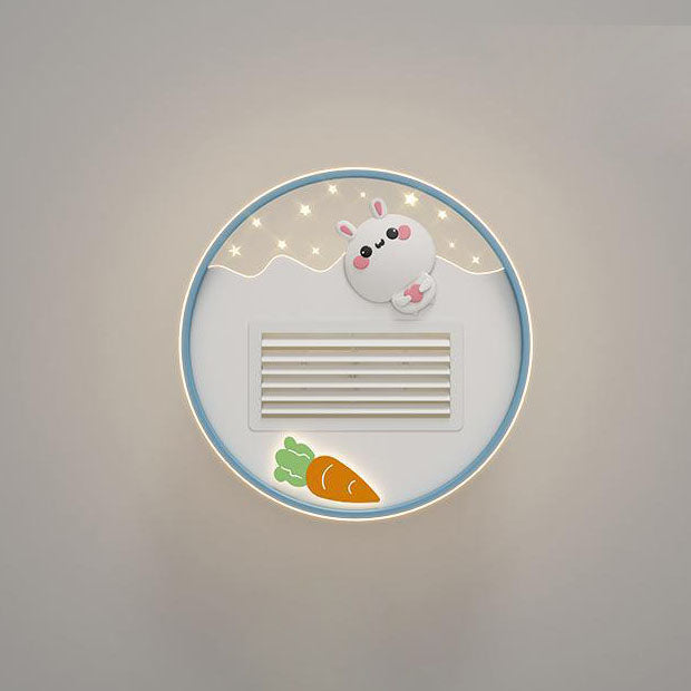 Lumendat Contemporary Creative Acrylic Astronaut Moon LED Kids Flush Mount Ceiling Invisible Bladeless Fan Light For Bedroom Lumendat