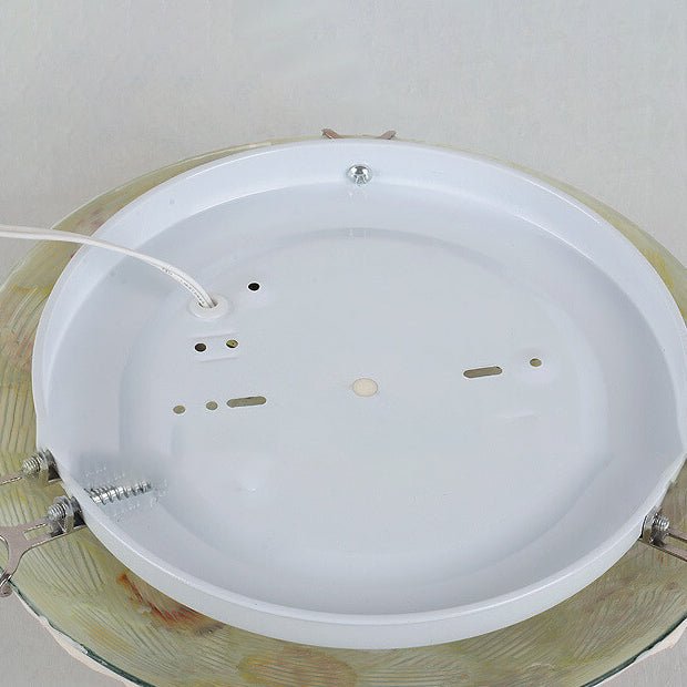European Mediterranean Shell Art Round LED Flush Mount Ceiling Light Lumendat
