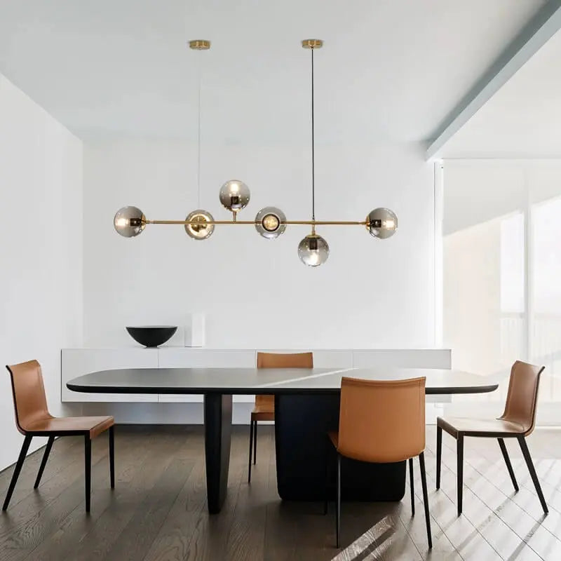 Nordic Minimalist Colorful Orb Metal Glass 6-light Island Light Chandelier BulbSquare