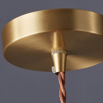 Modern Transitional Walnut Brass Round Glass Shade 1-light Pendant Light for Living Room