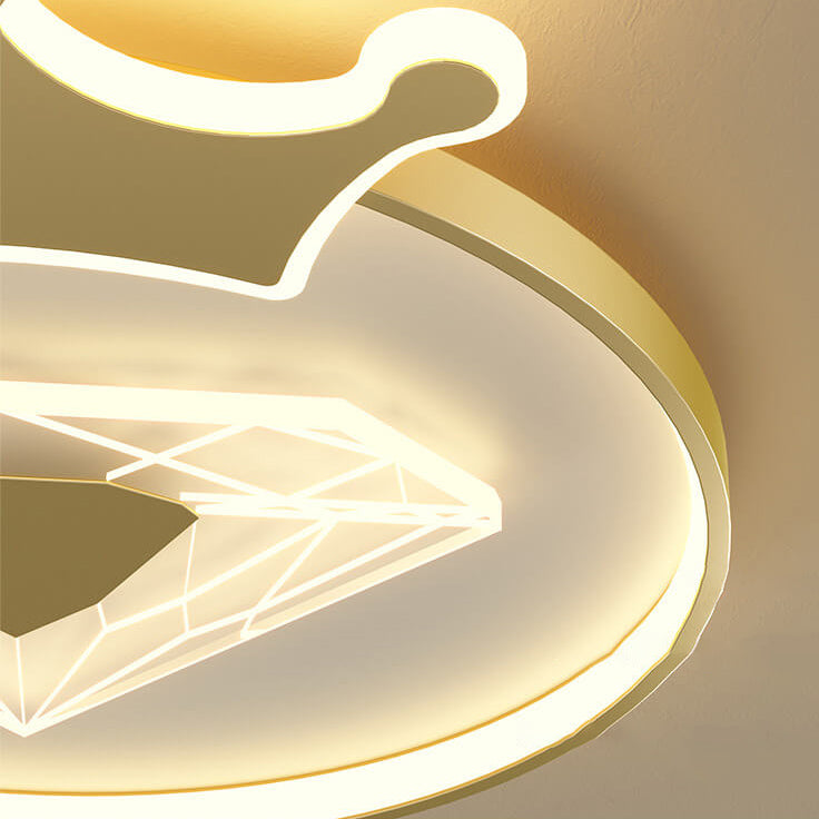 Lumendat Childlike Cartoon Crown Diamond Design LED Flush Mount Light Lumendat