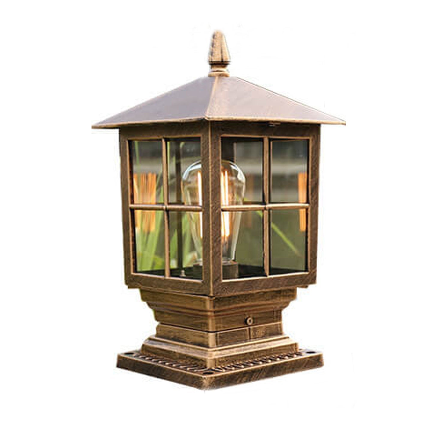 European Outdoor Column Lantern Waterproof Rustproof 1-Light Patio Light Lumendat