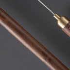 Modern Minimalist Linear Wood Copper Acrylic LED Pendant Light for Bedroom