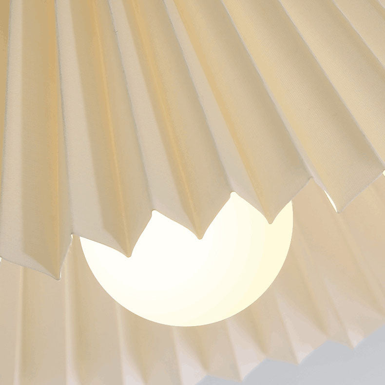 Traditional Japanese Log Pleated Taper Fabric 1-Light Semi-Flush Mount Ceiling Light For Living Room