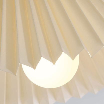 Traditional Japanese Log Pleated Taper Fabric 1-Light Semi-Flush Mount Ceiling Light For Living Room