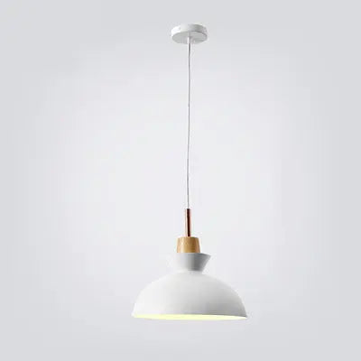 Contemporary Nordic Oak Wood Iron Bell Cone Dome 1-light Pendant Light for Living Room Lumendat