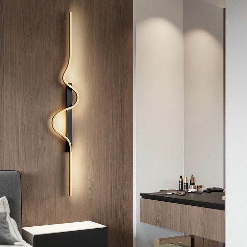 Modern Minimalist Aluminum Corrugated Strip Iron Frame LED Wall Sconce Lamp For Bedroom Lumendat