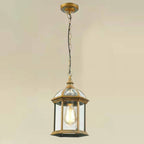 Modern Minimalist Hexagonal Column Aluminum Glass 1-light Outdoor Pendant Light for Garden BulbSquare