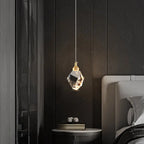 Modern Luxury Sparkling Crystal Stone Iron LED Pendant Light for Living Room BulbSquare