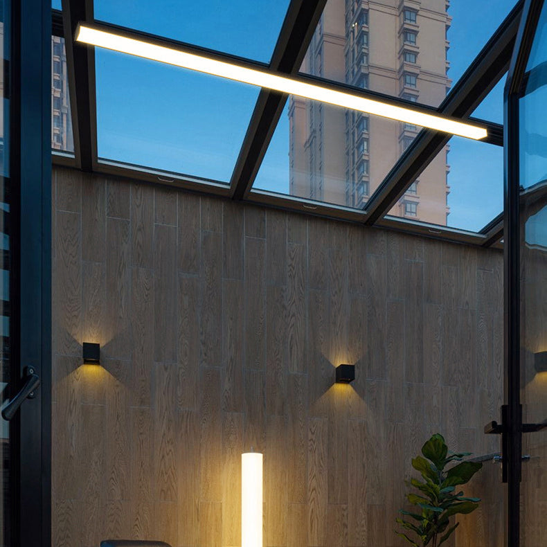 Modern Minimalist Long Rectangle Aluminum PC LED Flush Mount Ceiling Light For Outdoor Patio Lumendat
