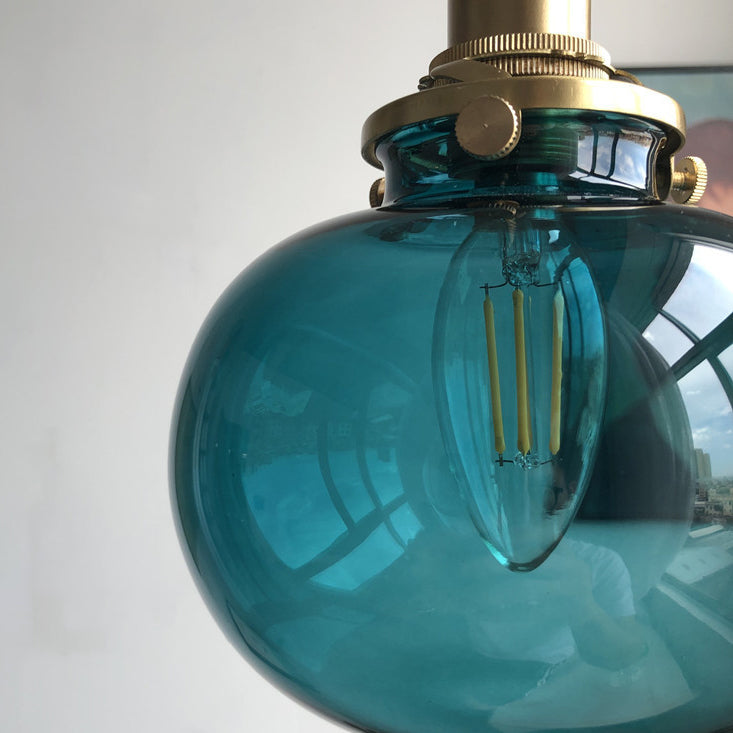 Traditional Japanese Oval Brass Glass 1-light Pendant Light for Bedroom