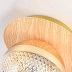 Japanese Minimalist Glass Iron Woodgrain 1-light Semi-flush Mount Ceiling Light